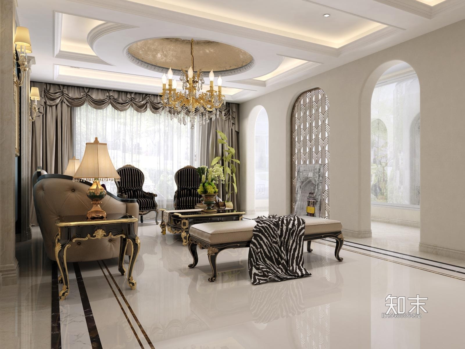 法式豪宅施工图下载【ID:548886432】