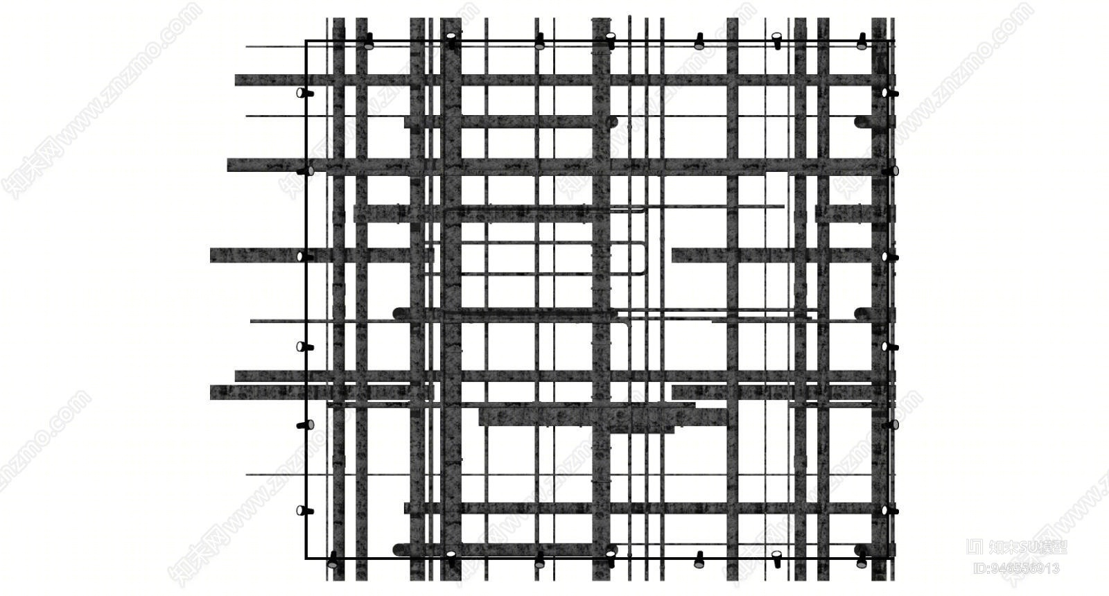 工业风格排风通风管道SU模型下载【ID:946556913】