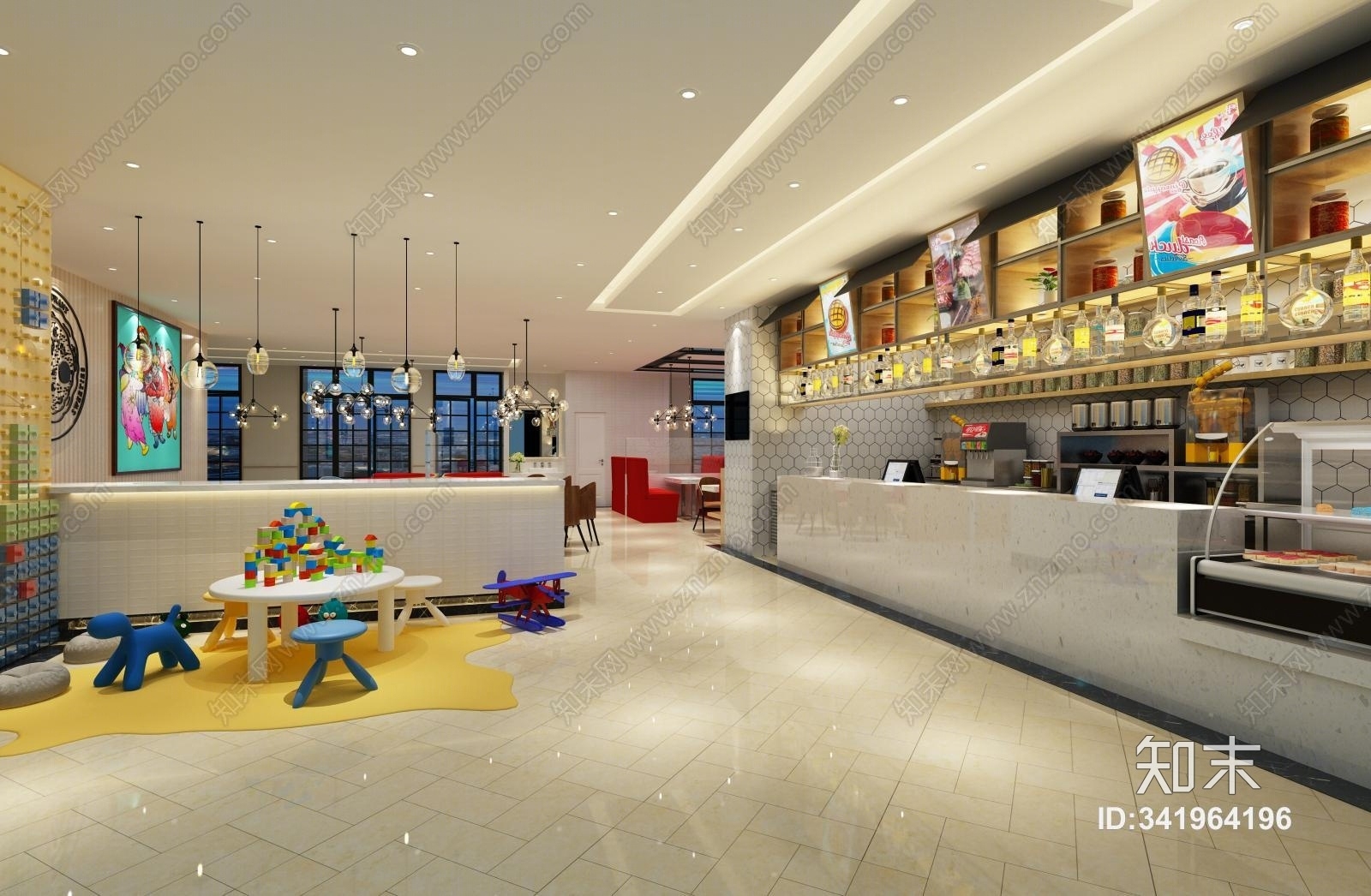 现代港式风格茶餐厅3D模型下载【ID:341964196】