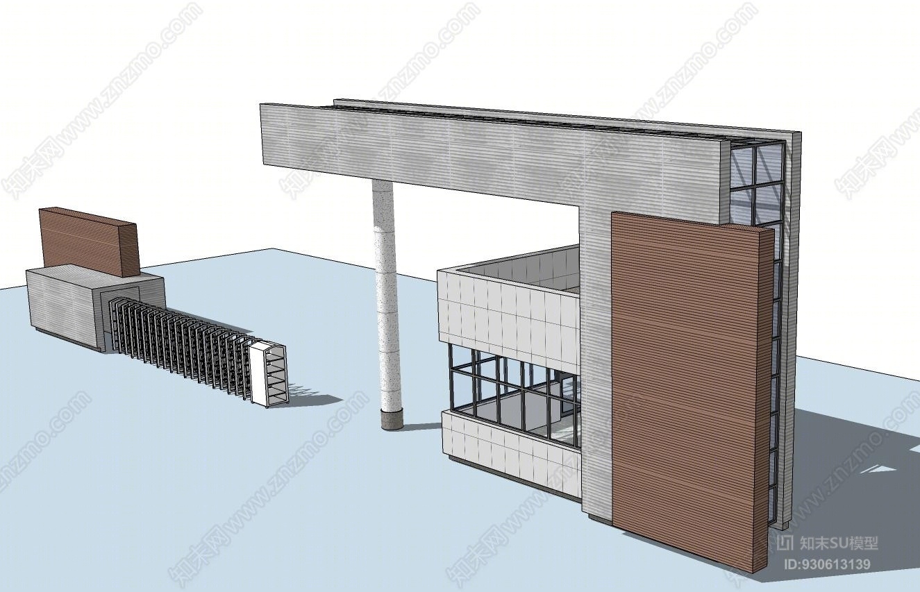 现代大门入口岗亭SU模型下载【ID:930613139】