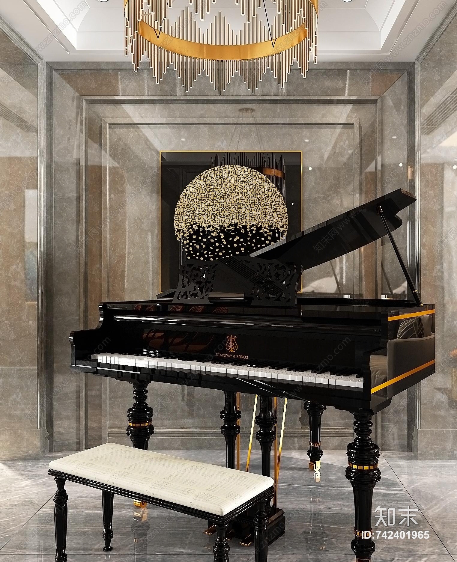 后现代水晶灯3D模型下载【ID:742401965】