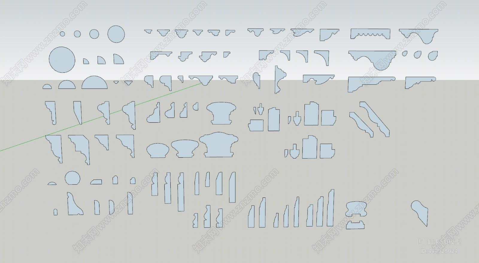 欧式装饰线条剖面SU模型下载【ID:444925024】