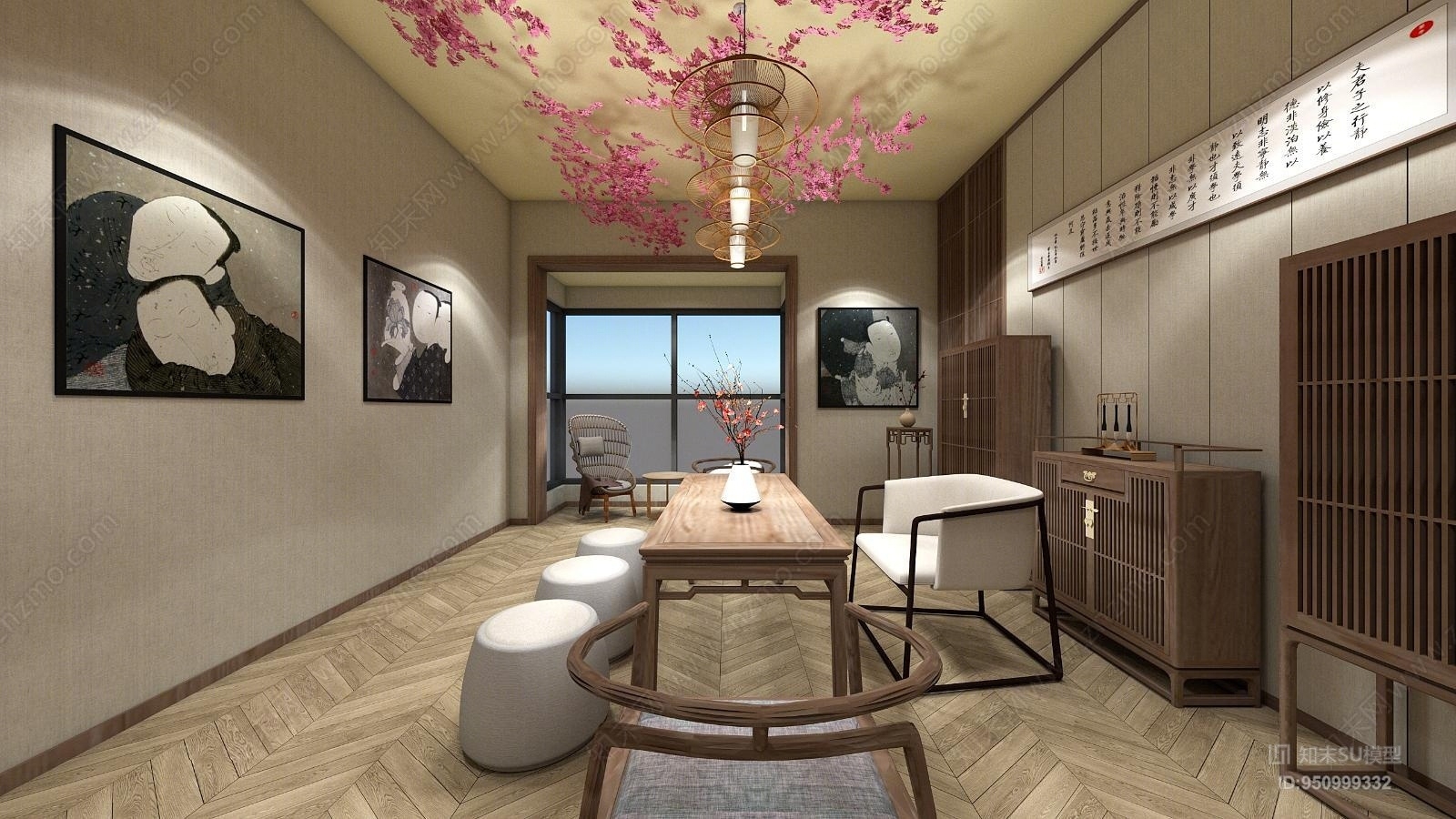 日式风格茶室SU模型下载【ID:950999332】