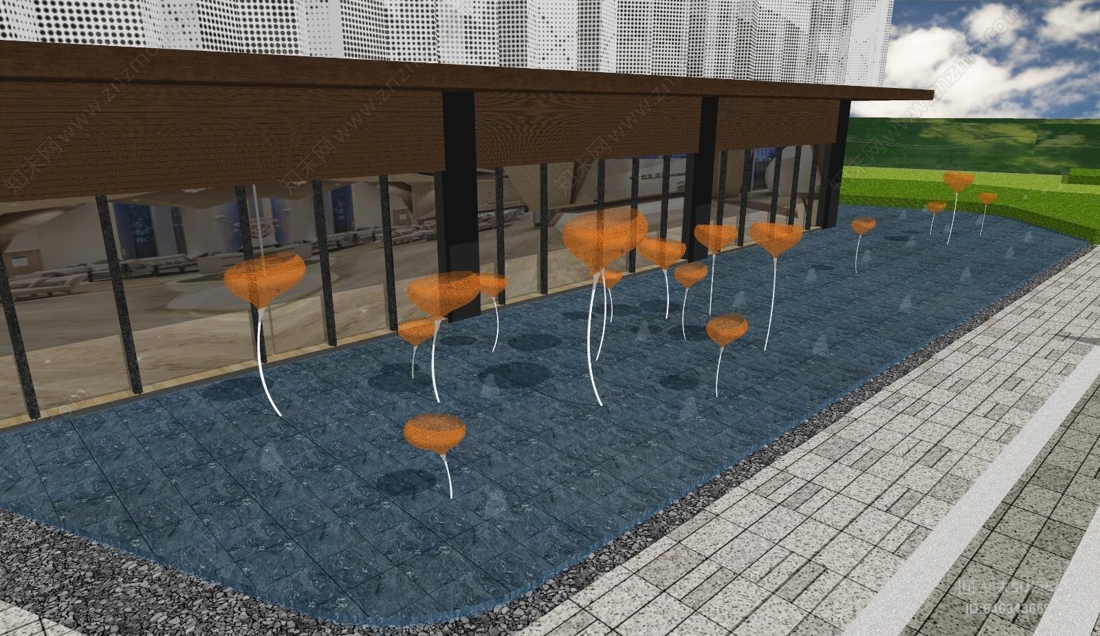 现代花朵雕塑SU模型下载【ID:646343669】