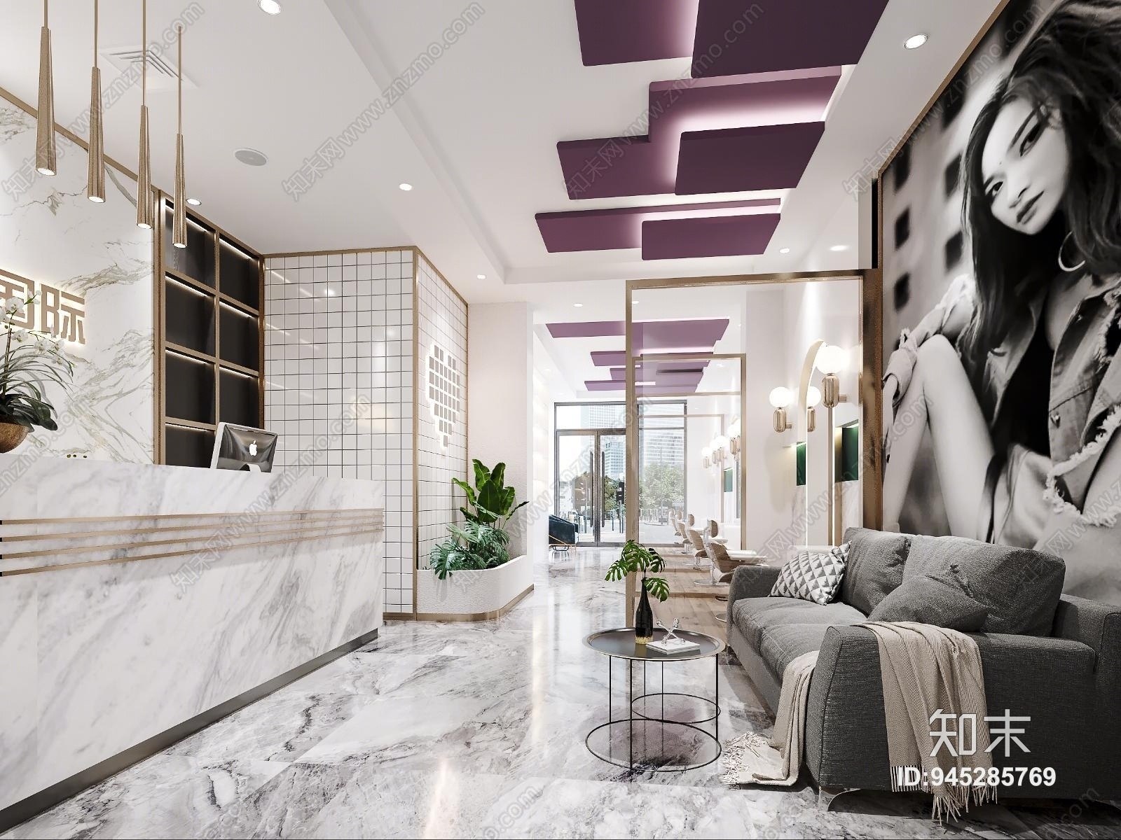 现代轻奢理发店3D模型下载【ID:945285769】