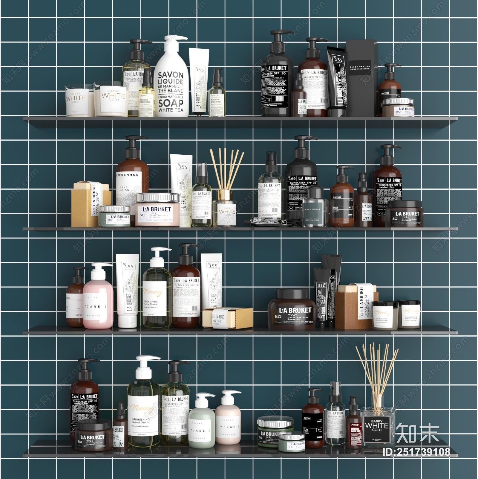 现代洗浴用品3D模型下载【ID:251739108】
