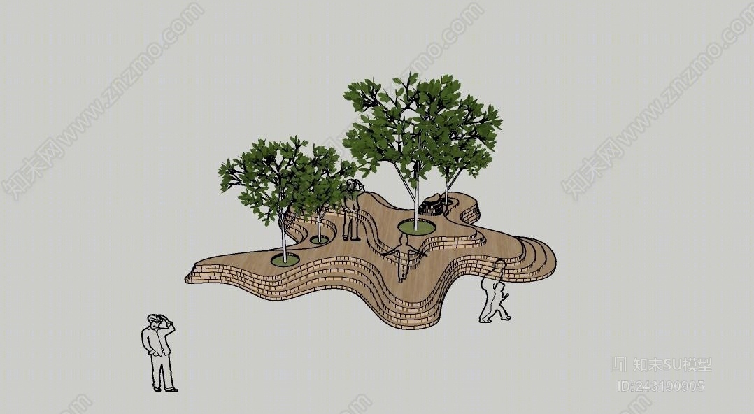 现代花坛设计SU模型下载【ID:243190905】