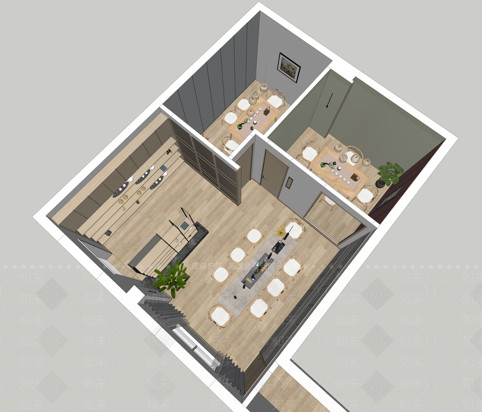 中式茶室餐桌椅SU模型下载【ID:934466302】