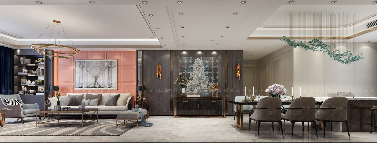 现代港式客餐厅3D模型下载【ID:733378764】