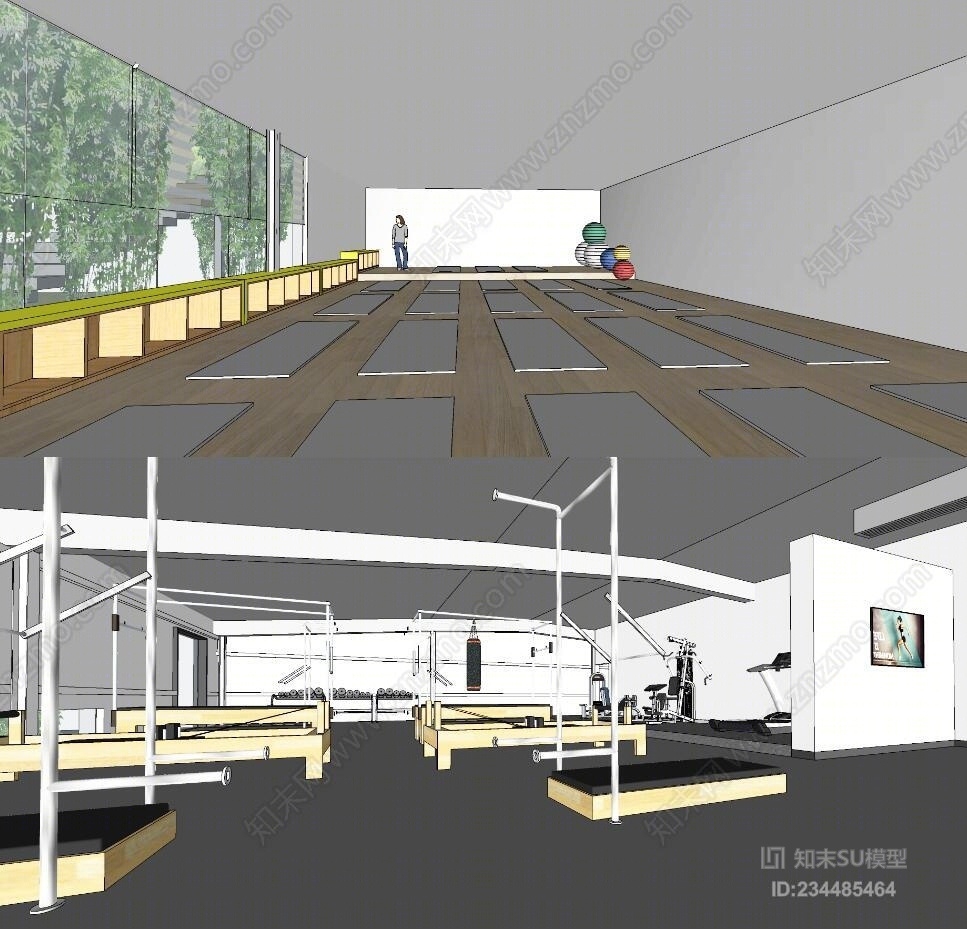 现代健身房整体设计SU模型下载【ID:234485464】