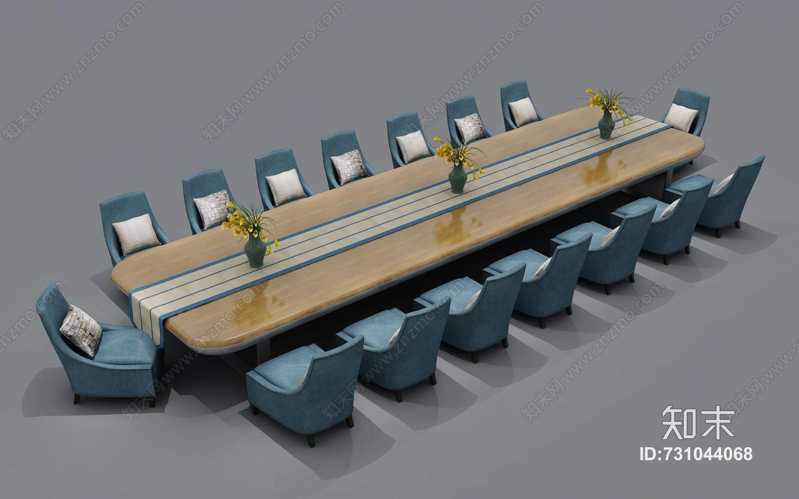 简欧会议桌3D模型下载【ID:731044068】