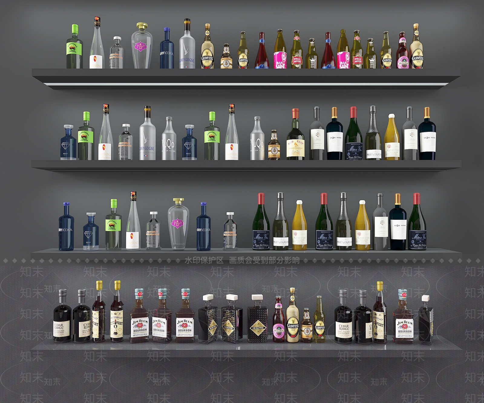 现代红酒葡萄酒3D模型下载【ID:234983001】