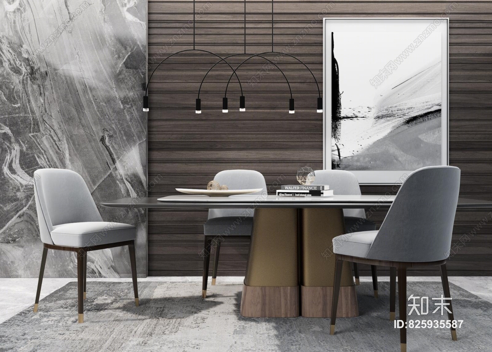 餐厅座椅组合3D模型下载【ID:825935587】