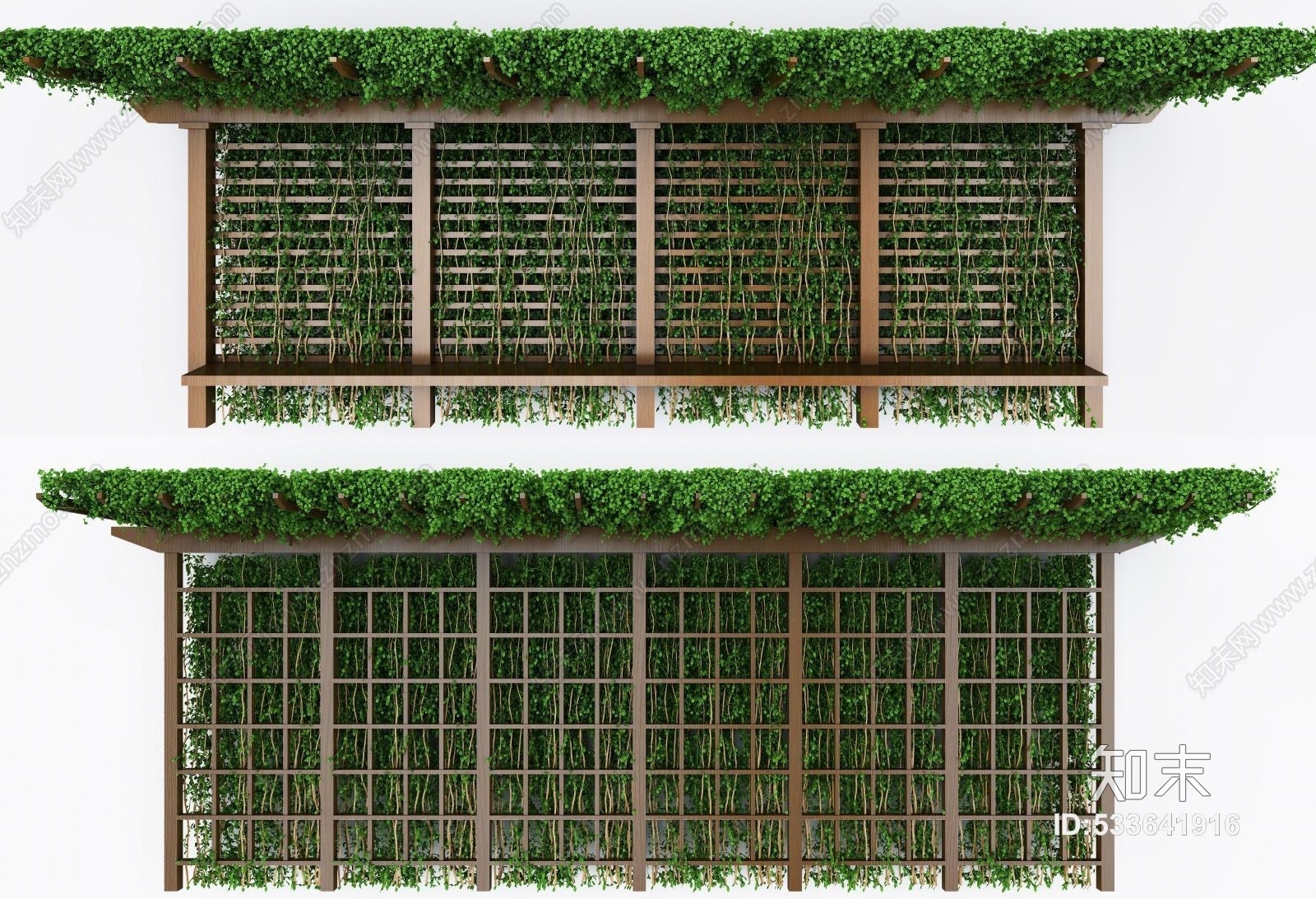 现代藤蔓爬山虎花架3D模型下载【ID:533641916】