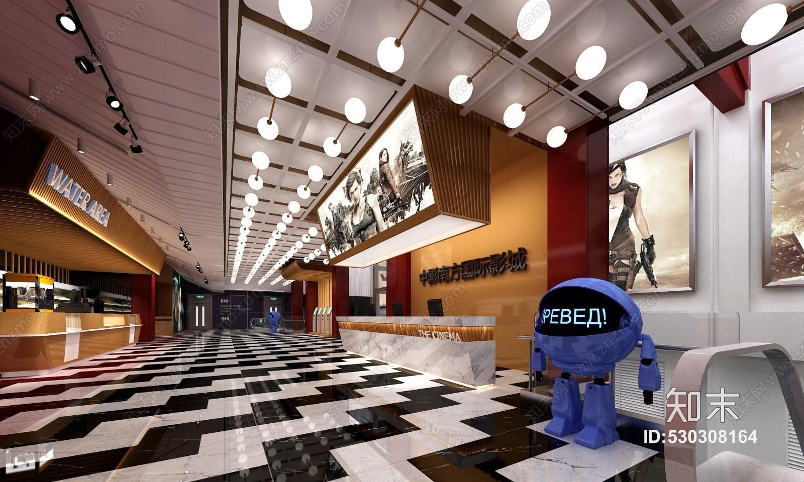 现代电影院大堂3D模型下载【ID:530308164】