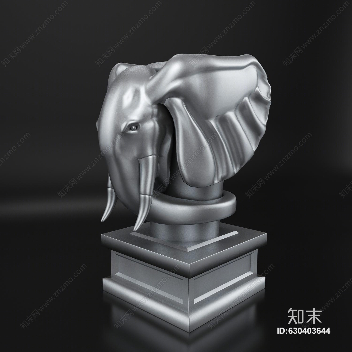 现代大象雕塑摆件3D模型下载【ID:630403644】