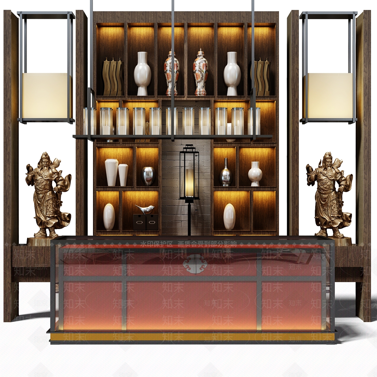 中式装饰柜3D模型下载【ID:625720363】