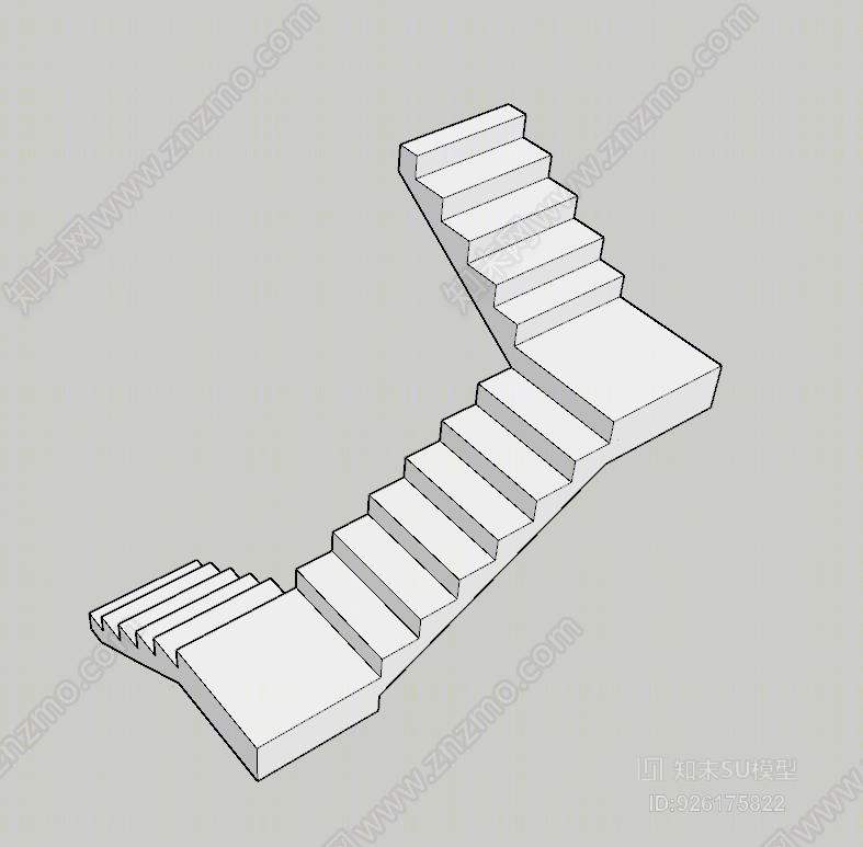 u型楼梯SU模型下载【ID:926175822】