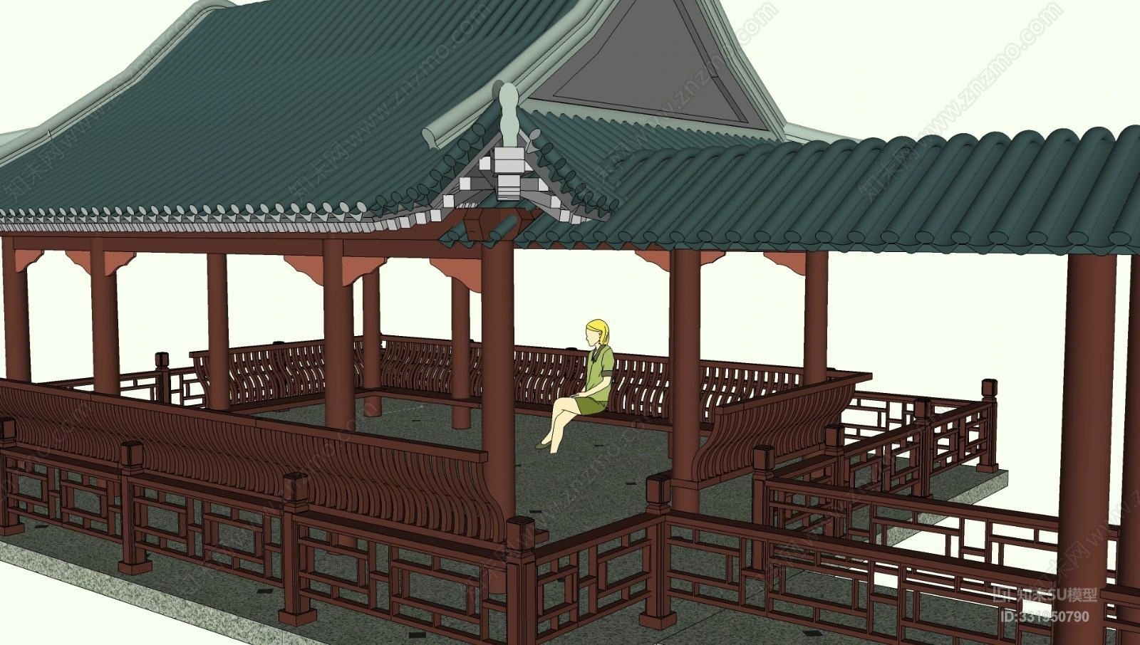 古典亭廊SU模型下载【ID:331950790】