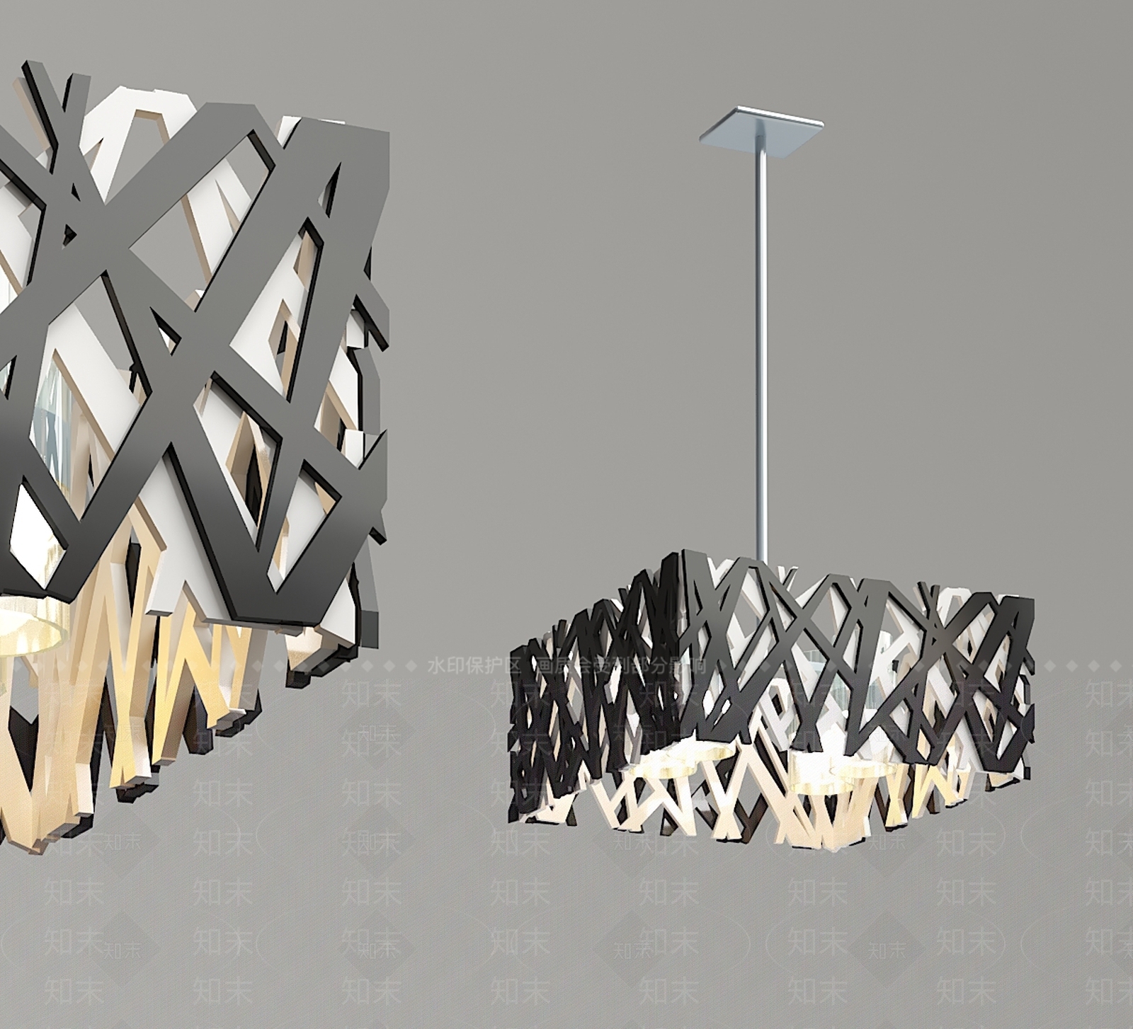 现代创意鸟巢吊灯3D模型下载【ID:534854890】