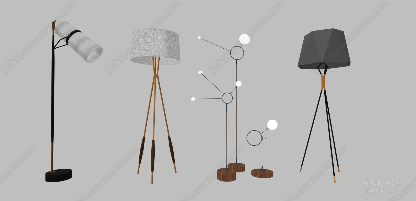 现代落地灯编钟SU模型下载【ID:431411259】