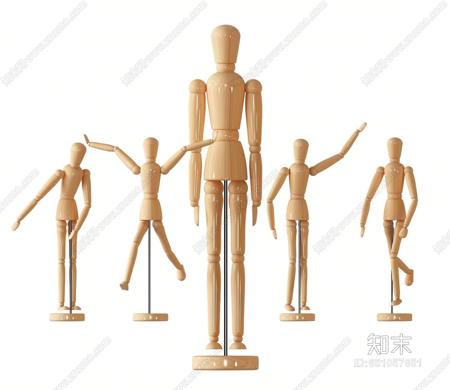 现代木头人摆件3D模型下载【ID:651057651】