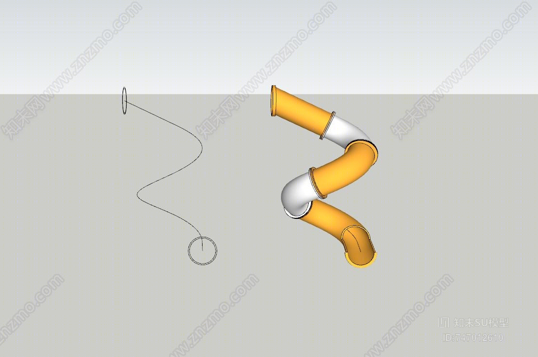 现代儿童旋转滑梯SU模型下载【ID:747012610】