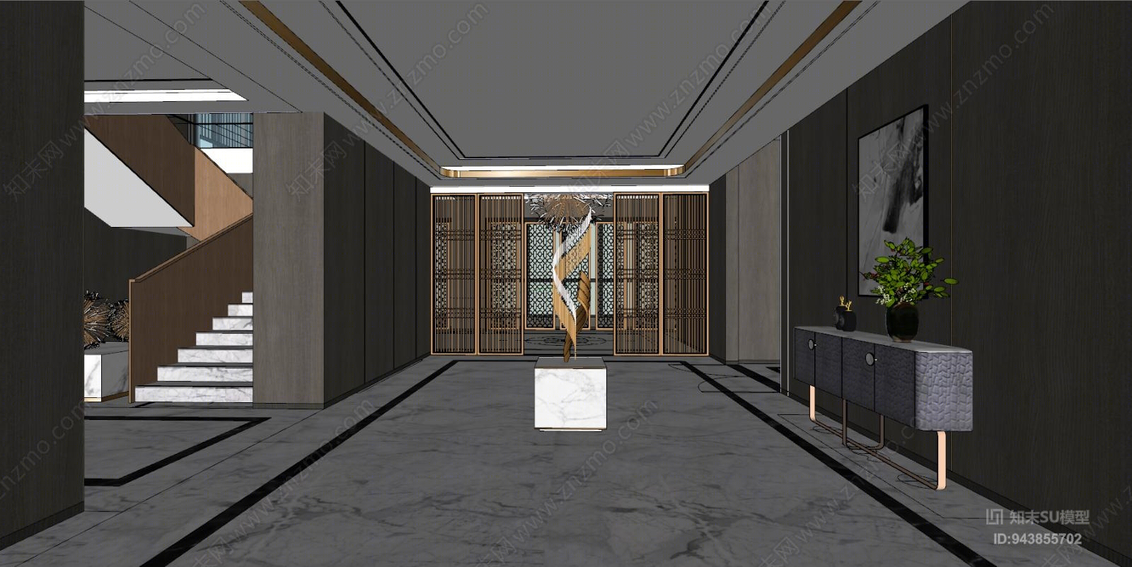 现代轻奢会所SU模型下载【ID:943855702】