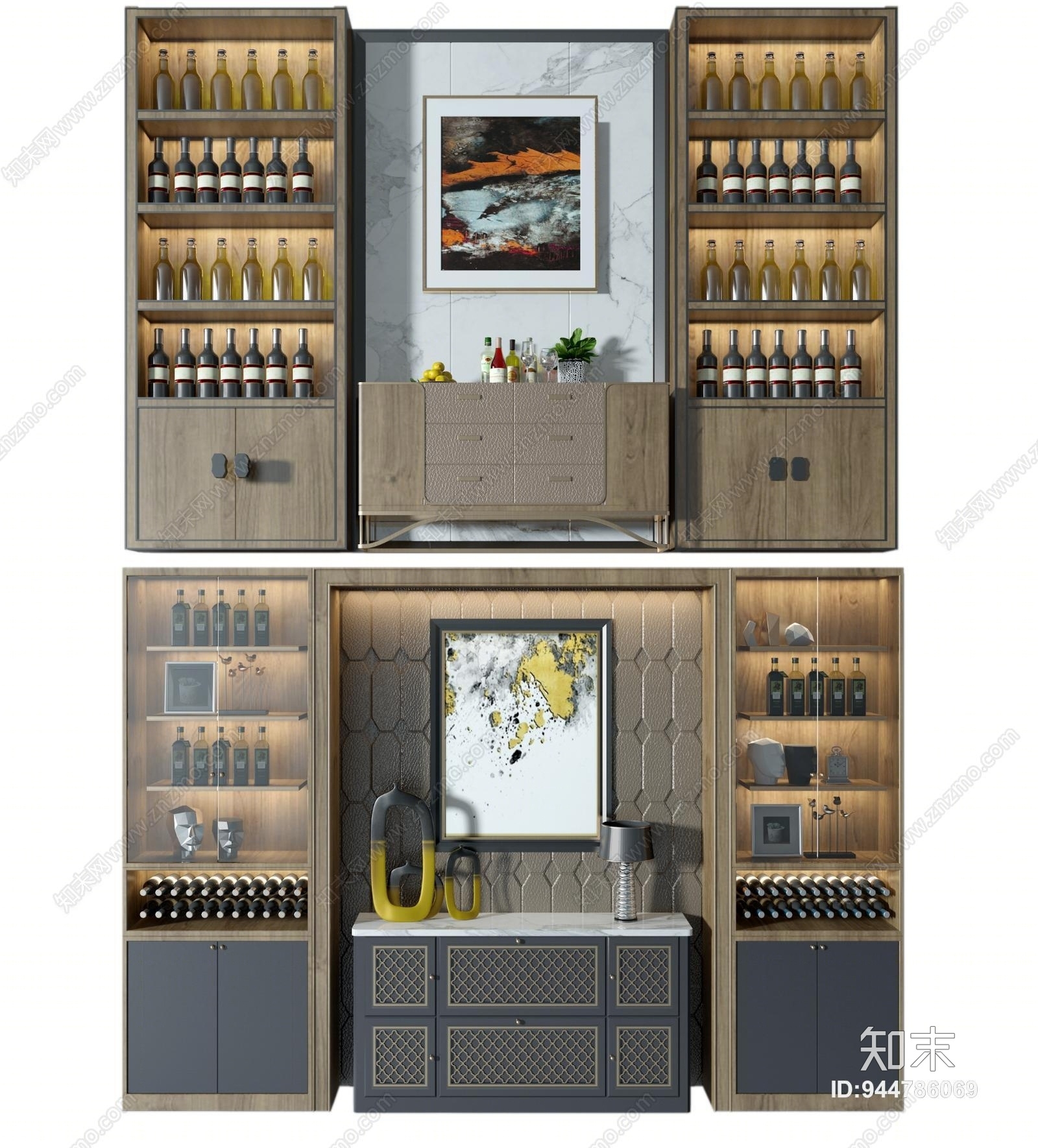 现代酒柜模型3D模型下载【ID:944786069】