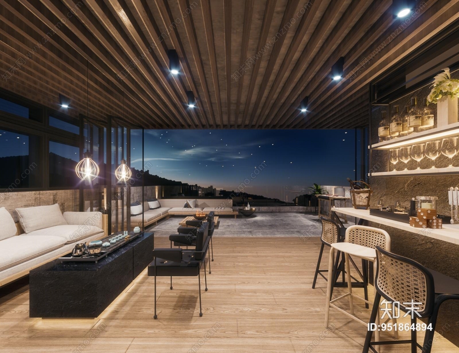 工业风天台休息区3D模型下载【ID:951864894】