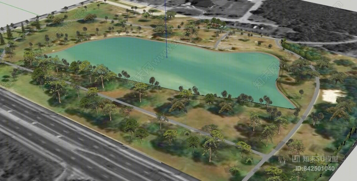 湖泊景区设计SU模型下载【ID:842501040】