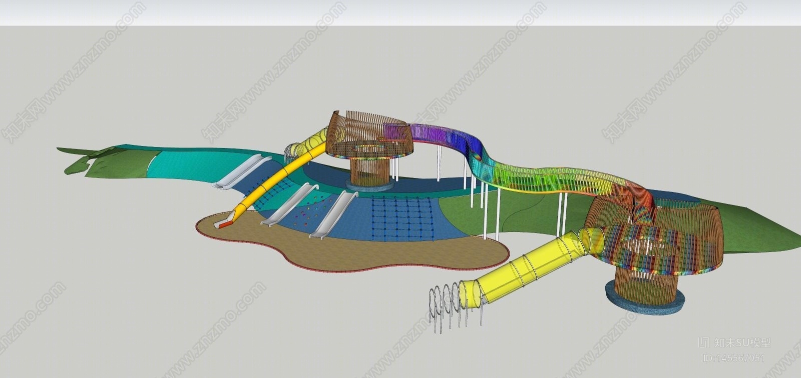 儿童攀爬玩具沙坑SU模型下载【ID:145567051】