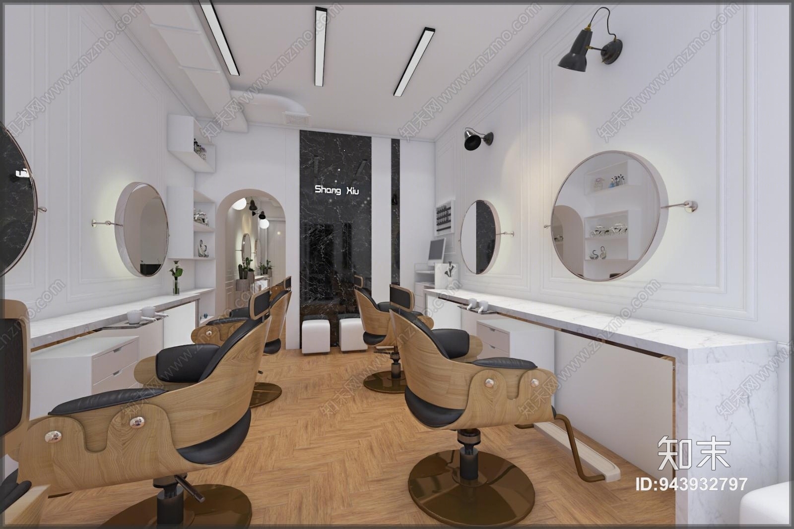 简欧轻奢美发店3D模型下载【ID:943932797】