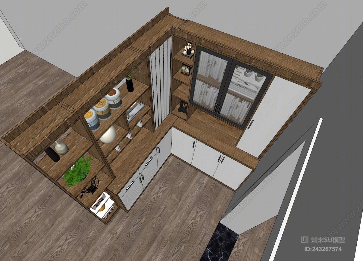 现代多功能柜SU模型下载【ID:243267574】