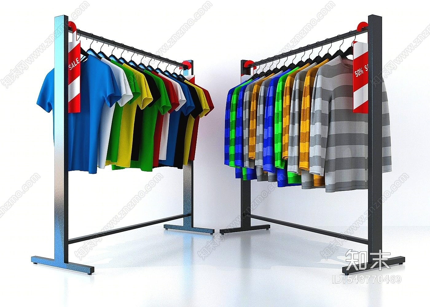现代风格服装架3D模型下载【ID:543770469】