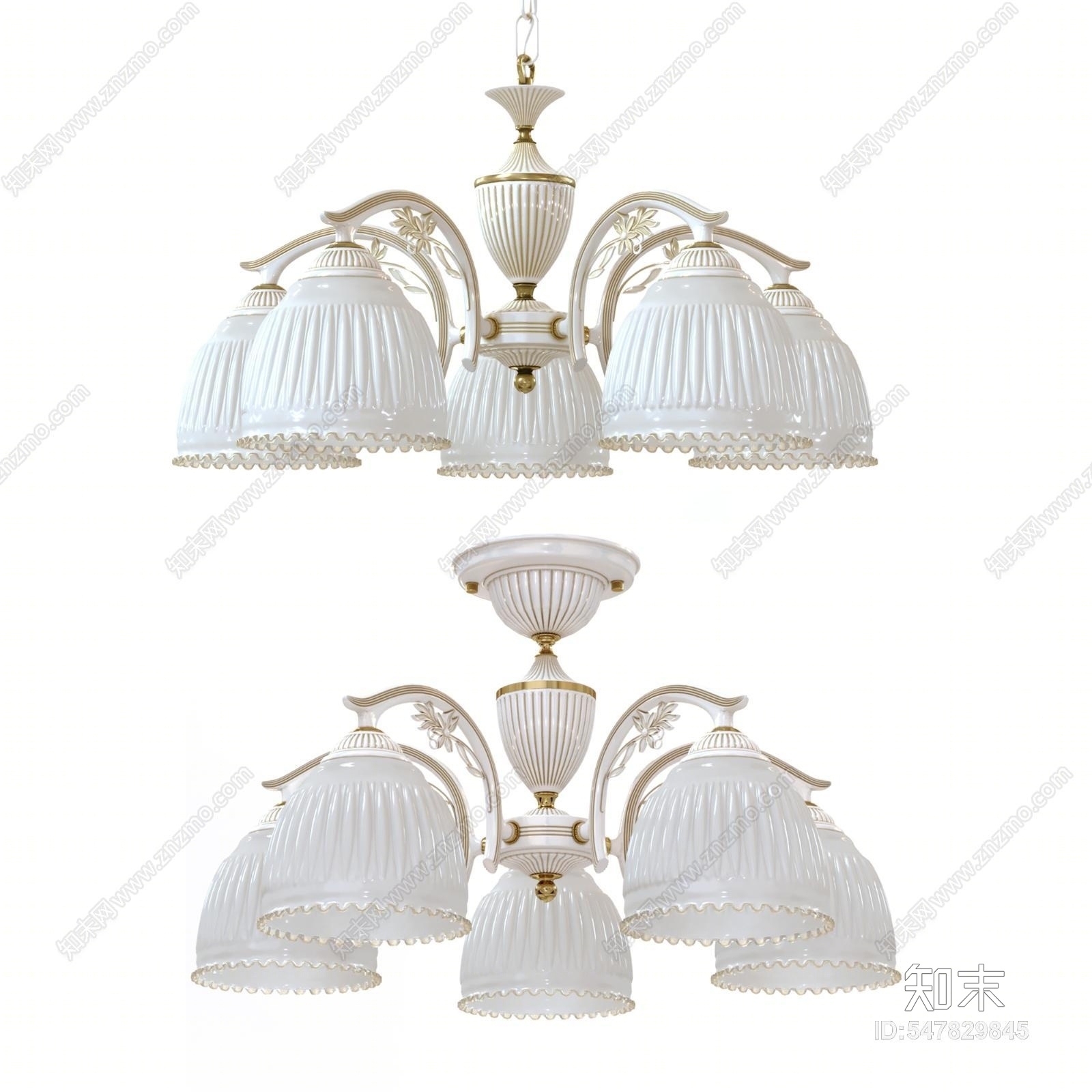 美式田园吊灯3D模型下载【ID:547829845】