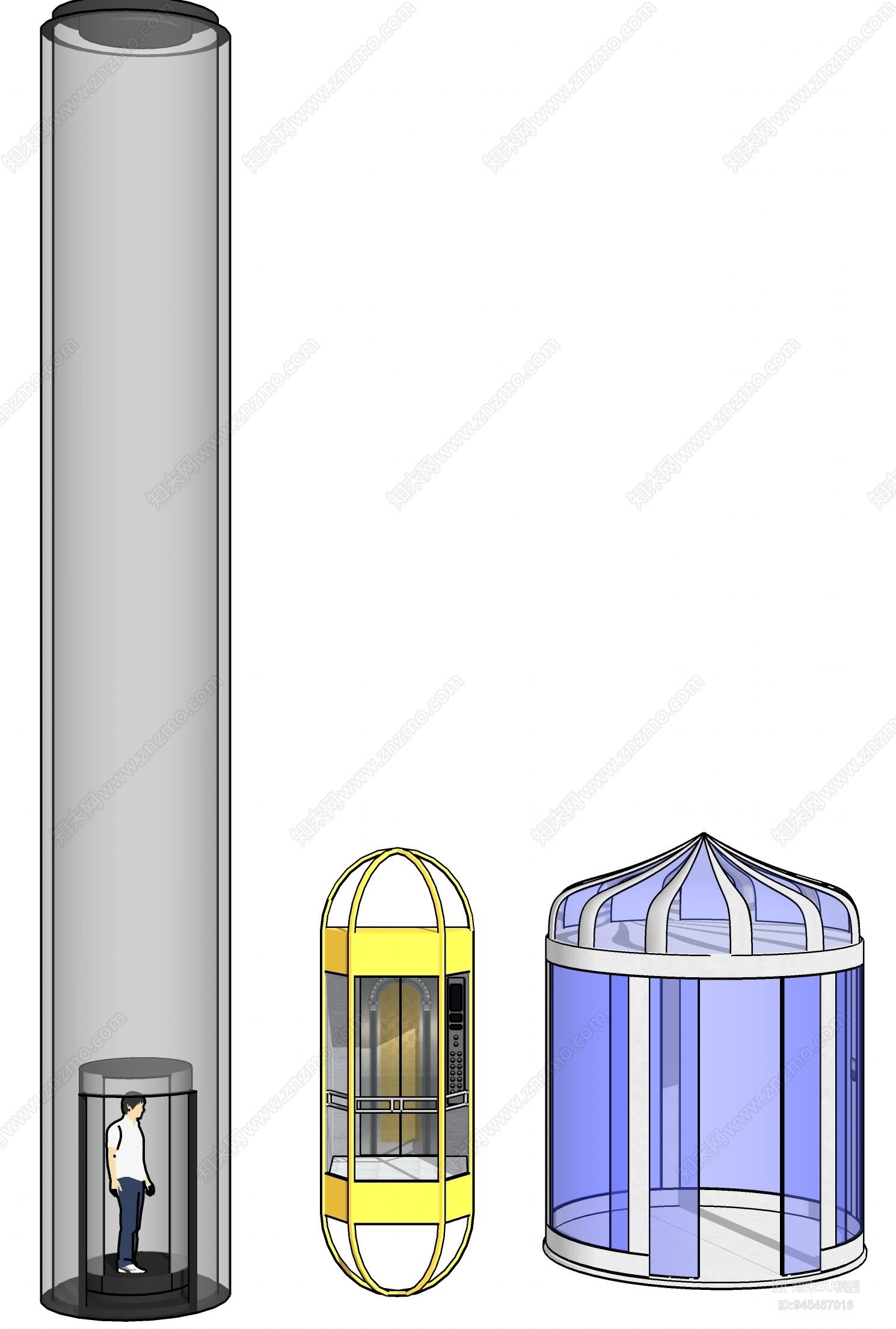 现代观光电梯SU模型下载【ID:945457016】