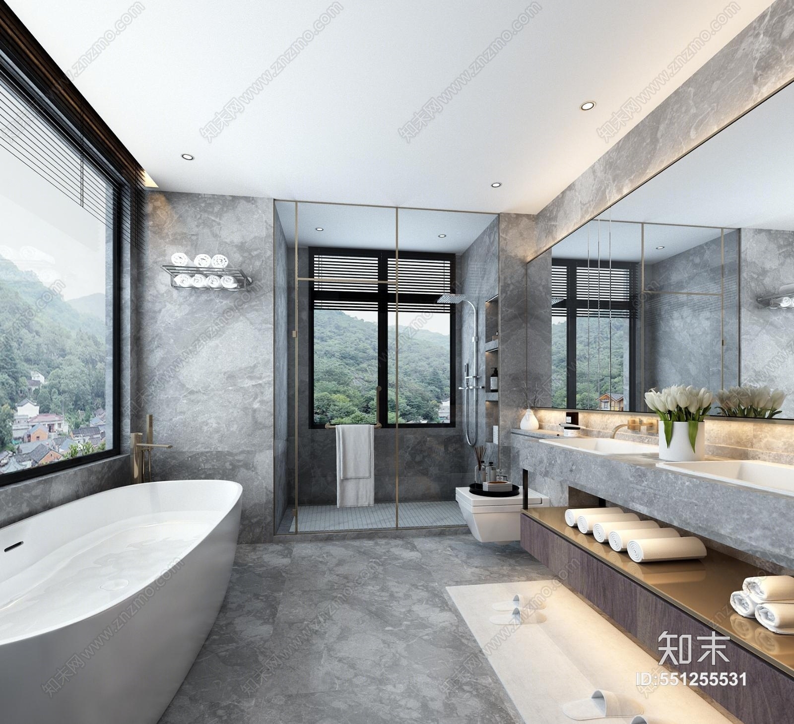 现代豪华卫生间3D模型下载【ID:551255531】