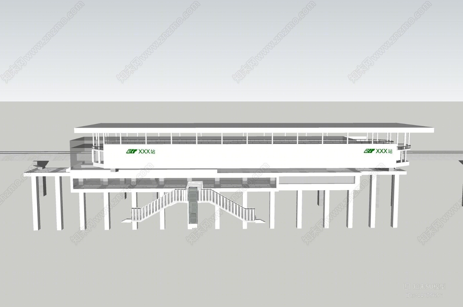 现代轻轨站SU模型下载【ID:344075656】