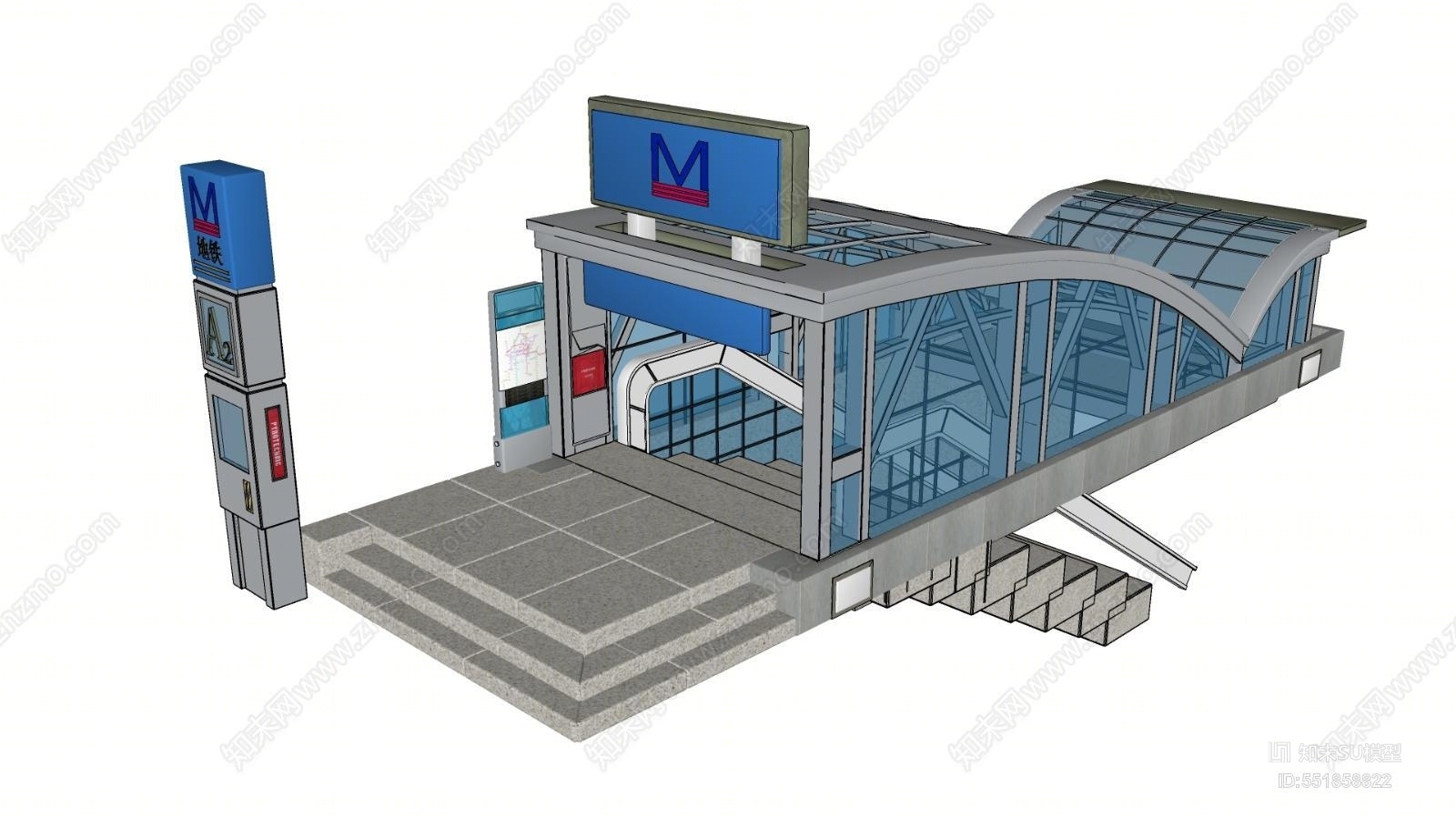 现代风格地铁SU模型下载【ID:551858822】