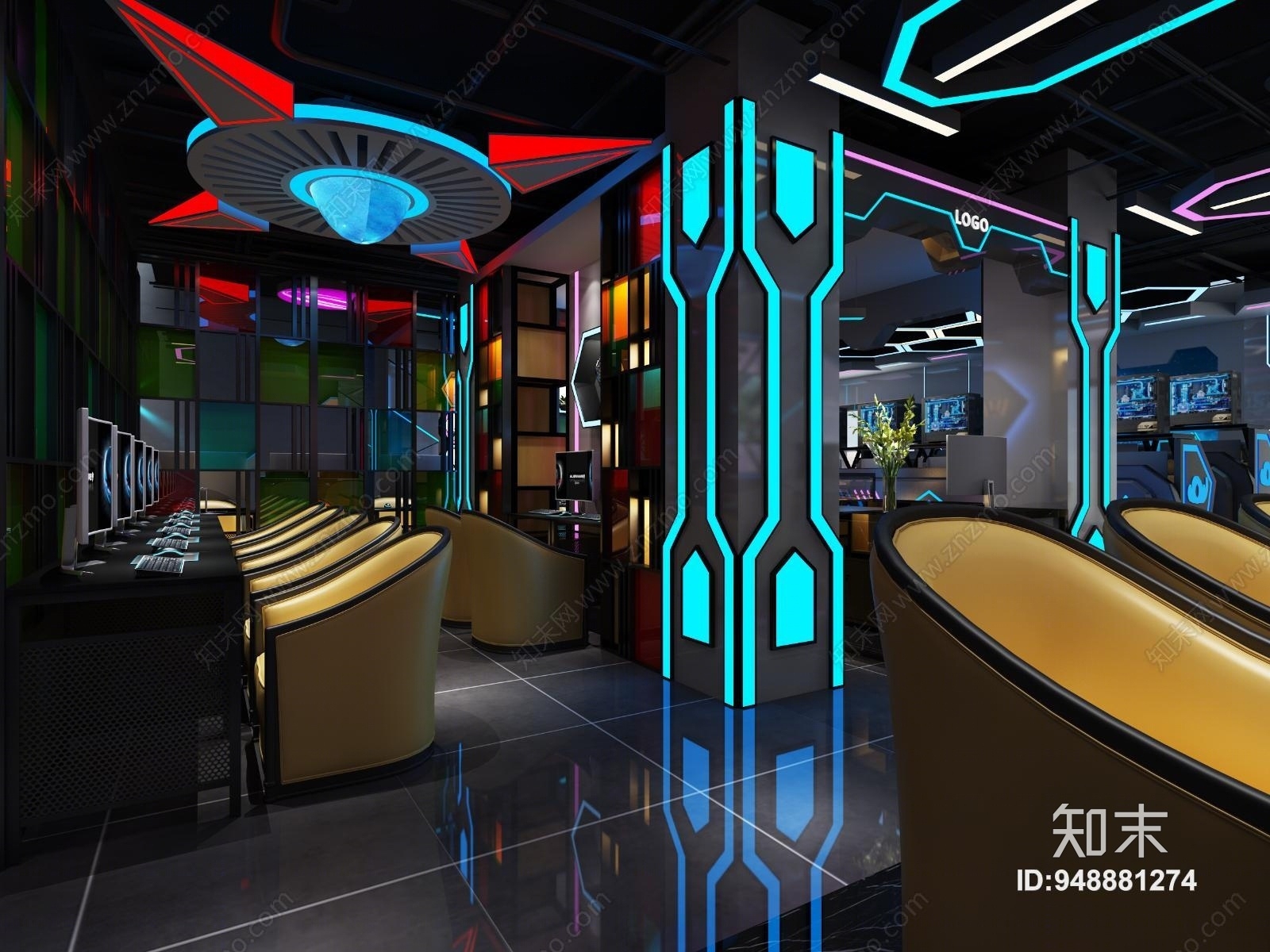 现代电竞风格网咖网吧3D模型下载【ID:948881274】