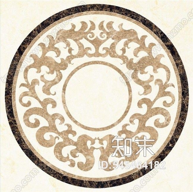 圆形地面石材拼花米黄色拼花贴图下载【ID:545464182】