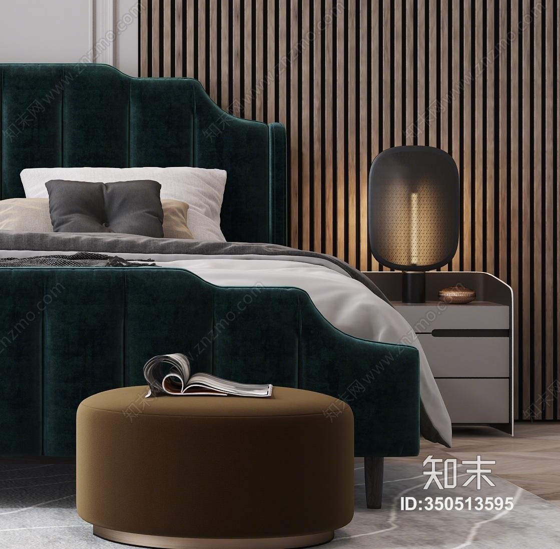 现代床具组合3D模型下载【ID:350513595】