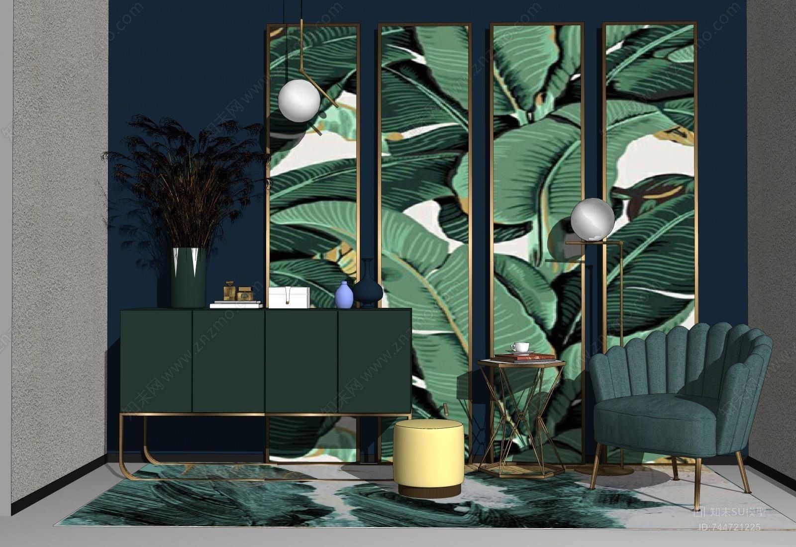 北欧INS轻奢橱窗SU模型下载【ID:744721225】