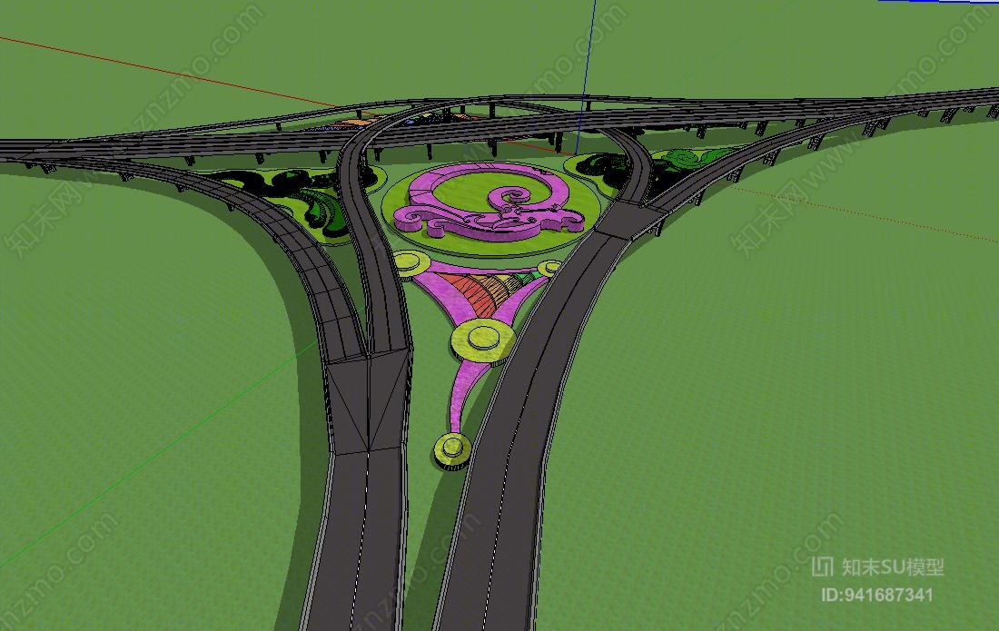 立交桥景观SU模型下载【ID:941687341】