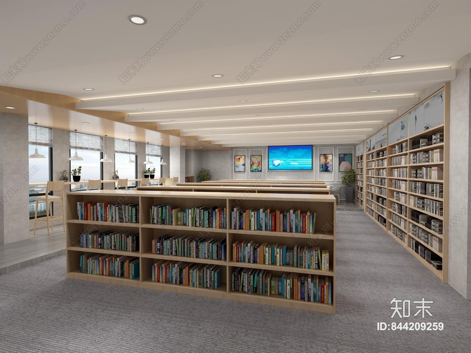 现代图书馆3D模型下载【ID:844209259】