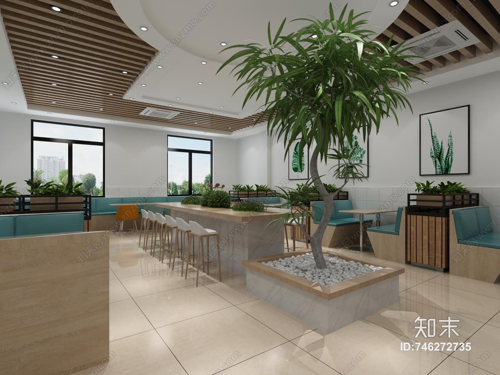 现代餐厅3D模型下载【ID:746272735】