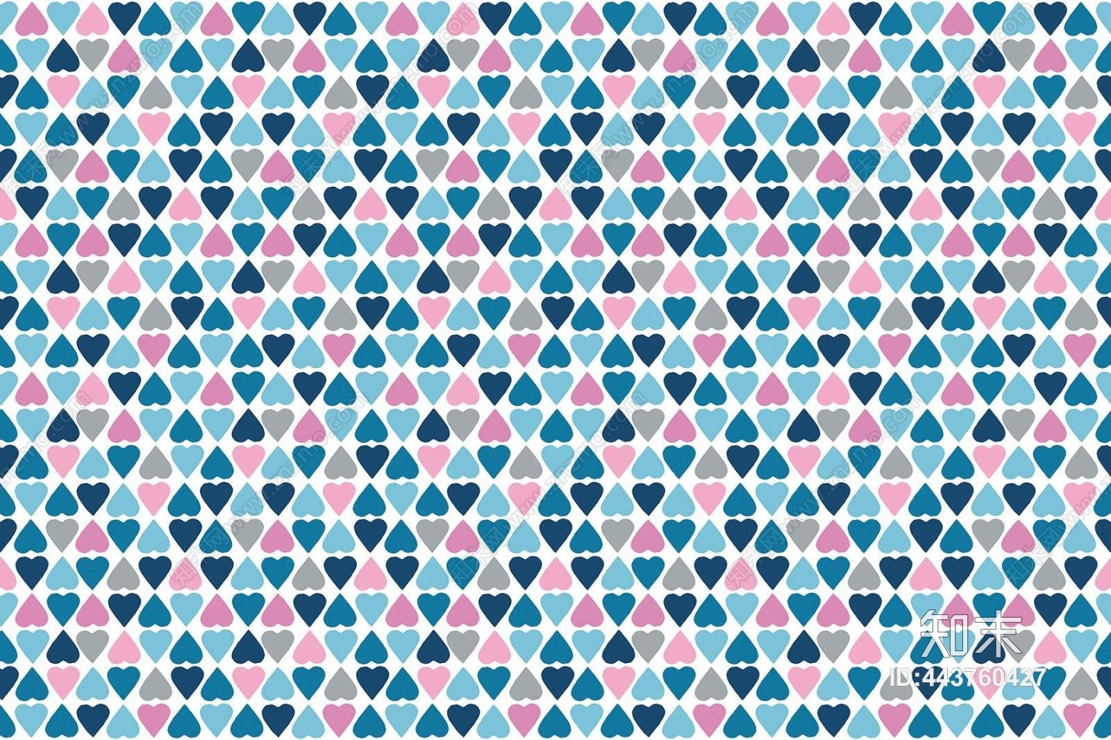 现代简约蓝灰粉心形冷色系装饰壁纸壁画贴图下载【ID:443760427】