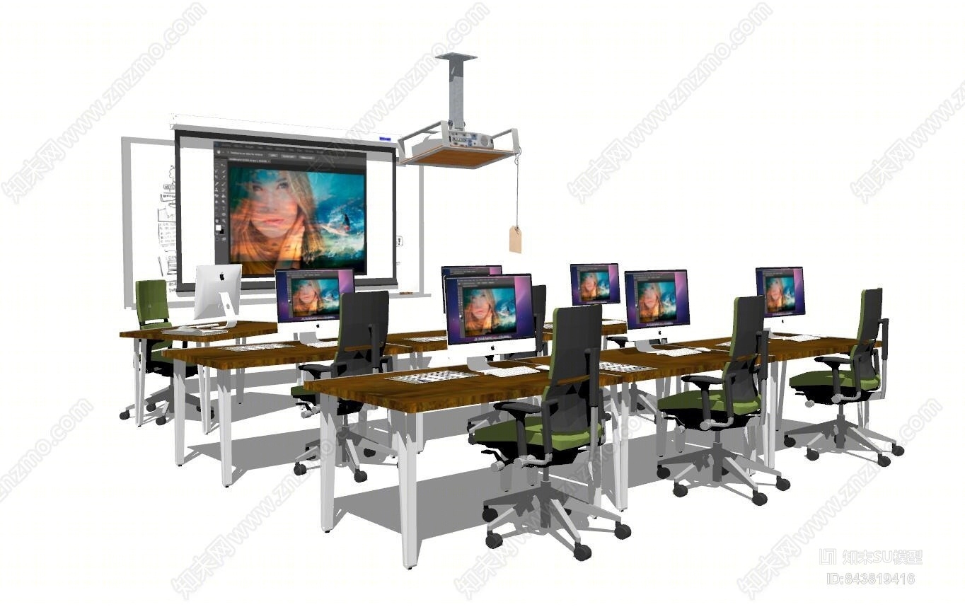 现代办公家具SU模型下载【ID:843819416】