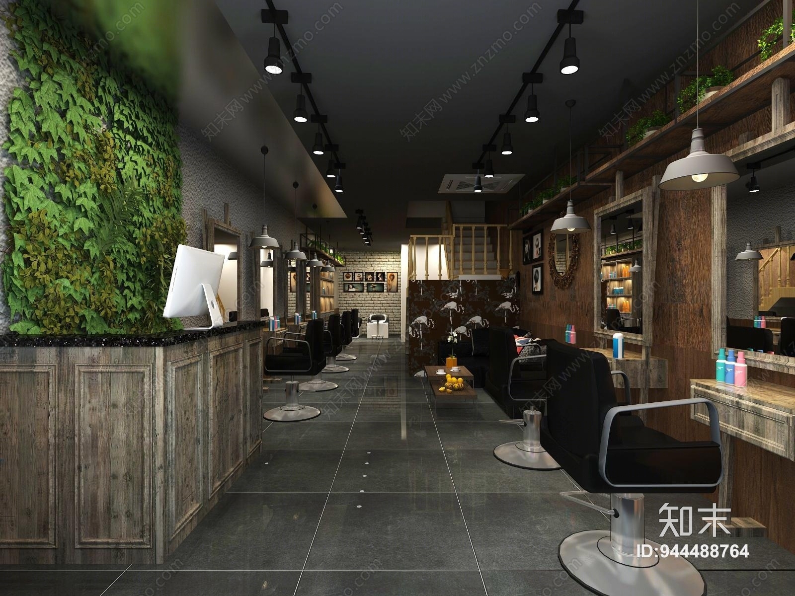 工业风理发店3D模型下载【ID:944488764】